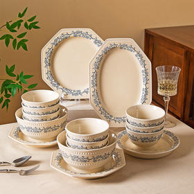 摩登主妇法式玫瑰釉下彩餐具饭碗家用2025新款碗具汤碗餐盘子法式碗盘套装