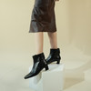 Westory2025年冬季小方头低跟胎牛极简老钱风百搭短靴W25DS85401 商品缩略图2
