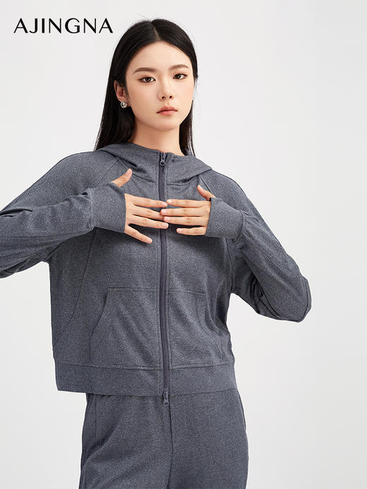 【商场同款】阿菁娜秋季新款6A羊毛混纺针织连帽夹克软糯丝滑亲肤透气A30Q102005 商品图1