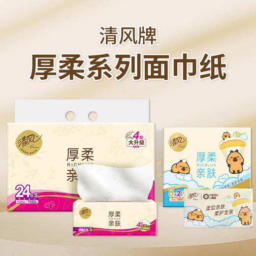 清风牌厚柔系列面巾纸4层 10-24包（提） 商品图0