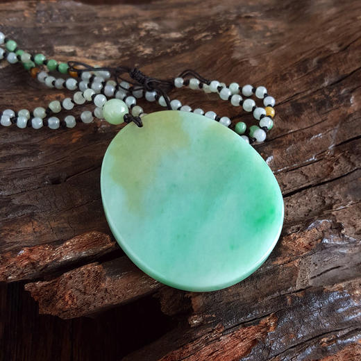 【天然正品】天然细腻糯种飘黄翡观音平安无事牌翡翠珠串项链300925NJM24 现售价：1180特价 商品图6