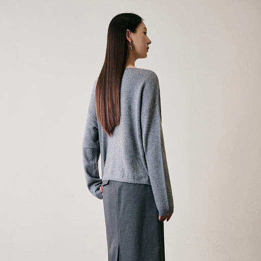 NEELLY纳俪商场同款冬季新款亲肤圆领针织衫女灰色内搭上衣毛衣N25104A06606 商品图1