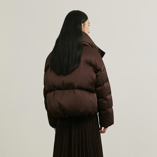 NEELLY纳俪商场同款冬新款荷叶边立领短款连帽外套女白鸭绒羽绒服N25104L04592 商品图1