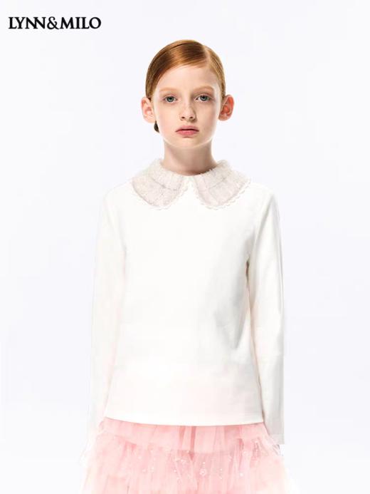 【春上新】8楼LYNN&MILO 琳麦罗 白色磨毛百搭翻领打底衫 商品图1