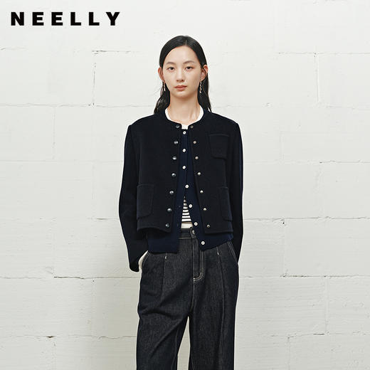 NEELLY纳俪商场同款冬季新款简约气质短外套女舒适百搭双面呢大衣N25101N01013 商品图0
