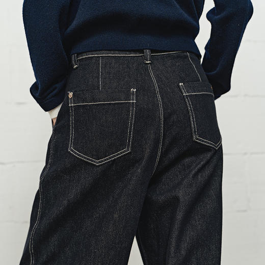 NEELLY纳俪商场同款冬新款时尚高腰阔腿牛仔裤女修饰百搭直筒长裤N25101H01022 商品图2