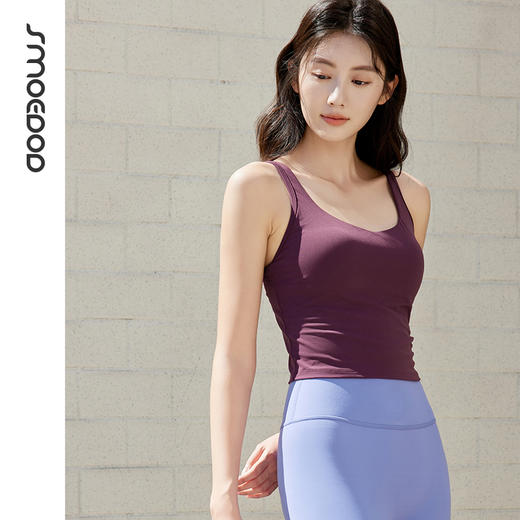 水沐伊朵U领长款紧身运动美背无袖瑜伽运动上衣50210 商品图7