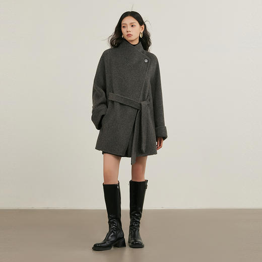 NEELLY纳俪商场同款冬新款气质收腰大衣女翻领显瘦双面呢羊毛外套N25104N04401 商品图2