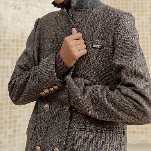 NEELLY纳俪商场同款冬季新款复古粗花呢西装外套女优雅实穿上衣N25102W01037 商品图2