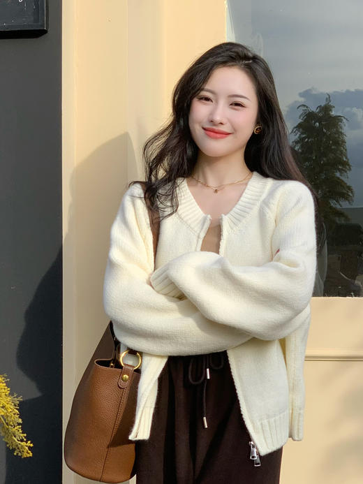 【百图lulu定制】【拉链毛衣外套】抗起球 双向拉链 长袖 厚实毛衣外套 商品图8