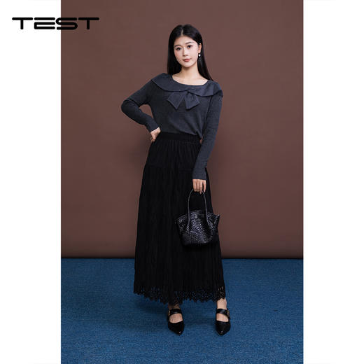 冬上新甜美风蝴蝶结装饰长袖毛衣1254024 商品图0