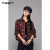 冬上新复古美式酷飒感红黑格纹工装风衬衫女1254007 商品缩略图0