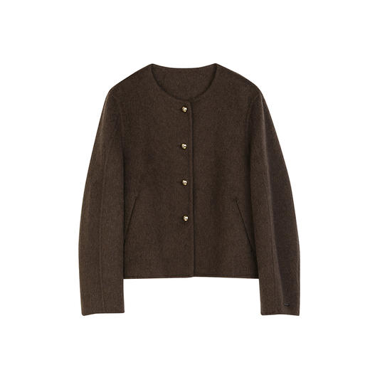 NEELLY纳俪商场同款冬季新款复古美拉德风双面呢女羊毛开衫外套N25104N04409 商品图3