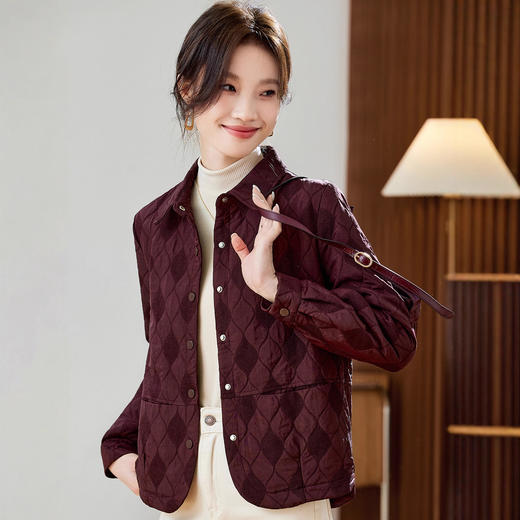 夹棉菱格外套，短款小香风洋气减龄轻薄小棉袄HR-JYJ25103 商品图1