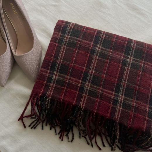 复古风围巾新年红色格子围巾女韩系披肩围脖冬加厚保暖仿羊绒格子围巾新款新品 商品图3