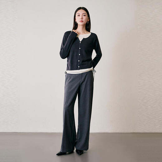 NEELLY纳俪商场同款冬季新款设计感假两件针织衫女修身打底毛衣N25104A04506 商品图2