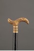 独角鹿西洋古董 1880-1910年代西班牙出品卷叶花卉纹饰托莱多钢镶嵌黄金杖柄硬木古董手杖 商品缩略图0