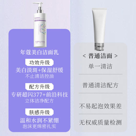 377美白祛斑洗面奶补水保湿淡斑提亮嫩肤洁面乳300ml 商品图3