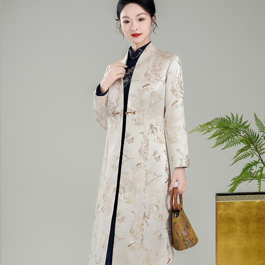 丁摩 金鹊秋冬装春季改良新中式国风女装风衣旗袍唐装外套大衣5ZF-4243 商品图2