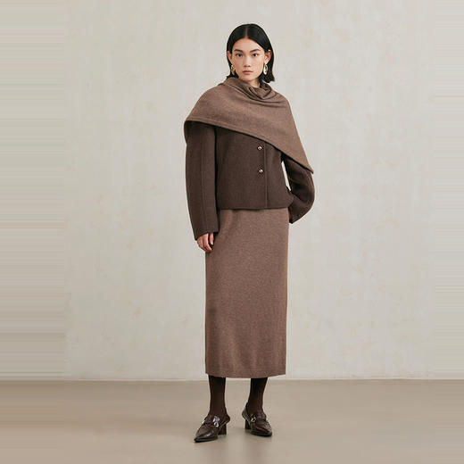 NEELLY纳俪商场同款冬季新款复古美拉德风双面呢女羊毛开衫外套N25104N04409 商品图2