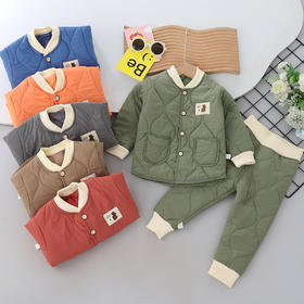 【保暖又萌趣 加厚儿童棉衣套装】儿童秋冬新款棉服套装家居服户外两件套男女宝宝棉衣棉裤休闲套装