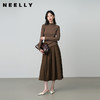NEELLY纳俪秋新款商场同款复古百搭A字半身裙女显白收腰百褶长裙N25104E05502 商品缩略图0