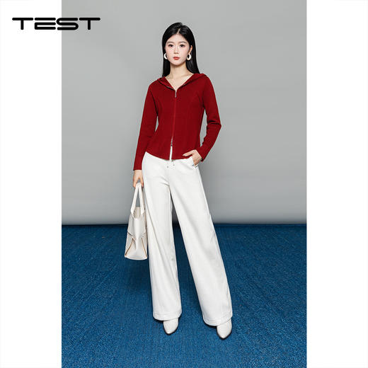 冬上新连帽双拉链修身显瘦毛衣外套1254002 商品图1