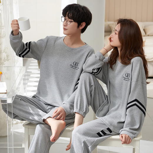 韩版情侣睡衣女春秋款长袖棉质新款卡通休闲男士秋冬季家居服套装 商品图6