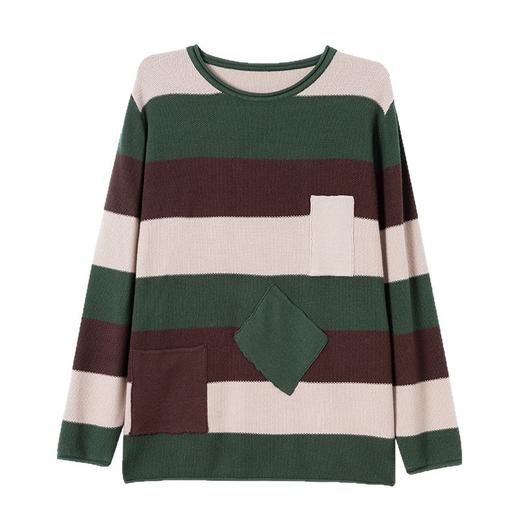 43-3128-158 打底衫女设计感小众高级感拼接撞色毛衣大码上衣2025秋冬季针织衫 商品图4