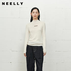NEELLY纳俪商场同款冬季新款修身软糯打底针织衫女亲肤淡人系上衣N25101A01007