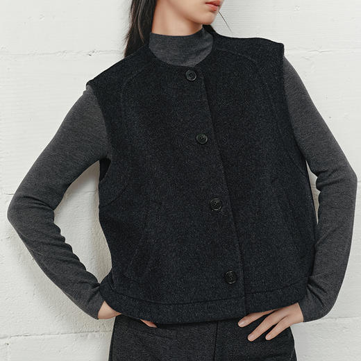 NEELLY纳俪商场同款冬季新款通勤百搭毛呢马甲女简约休闲舒适上衣N25101D01017 商品图2