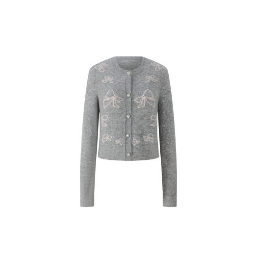 Herlian 2025秋冬新品针织蝴蝶结女士短款修身开衫 商品图4