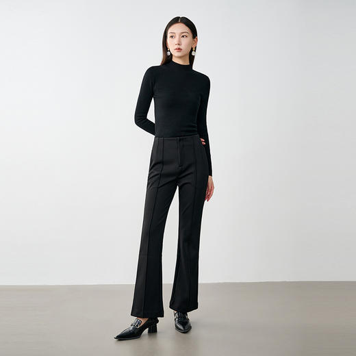 NEELLY纳俪商场同款冬季新款高级感灰色小立领羊毛打底衫针织衫女N25104A07701 商品图2