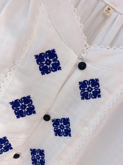 松植屋《璃陌》双层纱民族风长袖睡裙蓝调刺绣满满民族风 商品图5