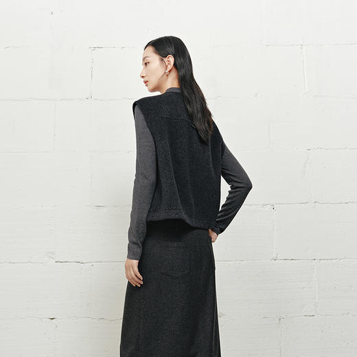 NEELLY纳俪商场同款冬季新款通勤百搭毛呢马甲女简约休闲舒适上衣N25101D01017 商品图1