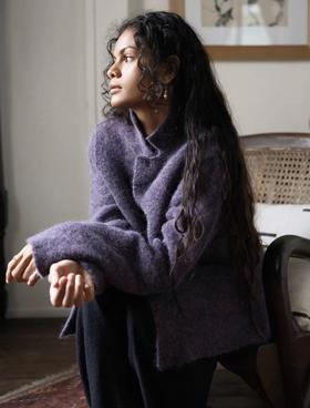 JAI 25AW 紫式部/朽叶落/红枫色羊驼毛针织邮递员外套