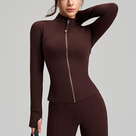 跃牌【安琪拉系列】新款运动外套女修身显瘦瑜伽上衣长袖带指套立领高级感瑜伽服WT-5031 商品图1