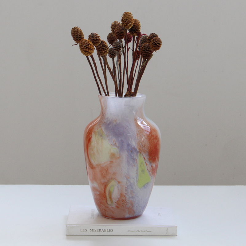 高端流体彩色水墨大肚玻璃花瓶摆件客厅电视柜餐桌水养插花装饰品