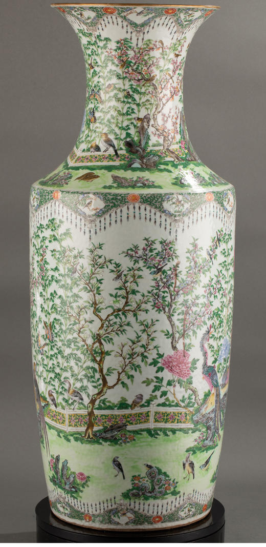 独角鹿西洋古董 19世纪中国出品「锦上添花」主题五彩棒槌瓶 商品图2