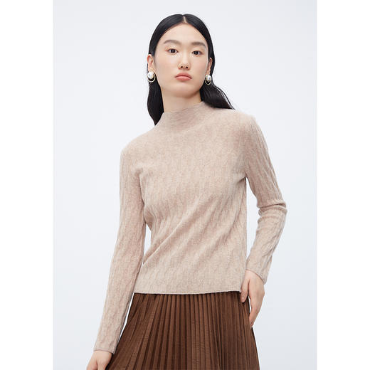 NEELLY纳俪商场同款冬新款复古半高领羊绒衫女美拉德100%山羊绒N25104A04548 商品图1