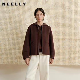 NEELLY纳俪商场同款冬季新款简约廓形羊绒外套女百搭复古休闲上衣N25102N01042