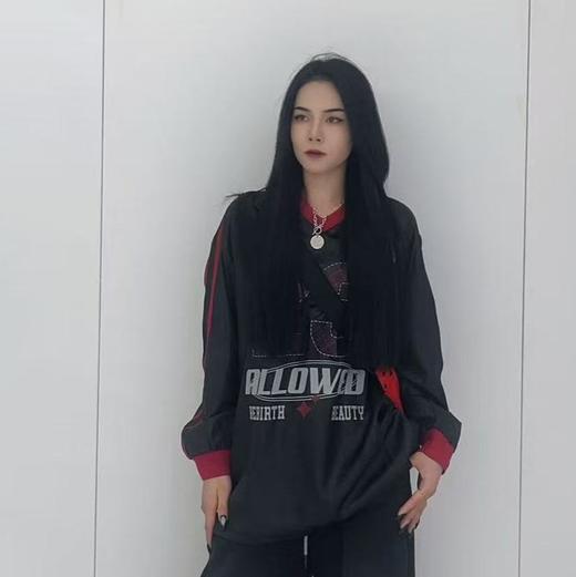 NC撞色织带印图案长袖卫衣50723（黑）秋季153012590321 商品图0