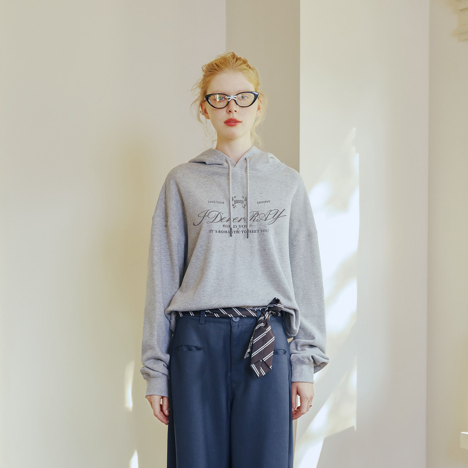 IDEVERRAY秋冬标语泼墨印花连帽卫衣男女休闲简约轻奢情侣装帽衫