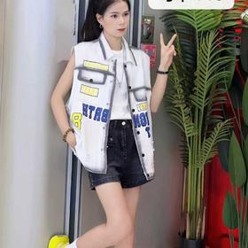 NC撞色印花牛仔马甲50627（白）秋季153020100321