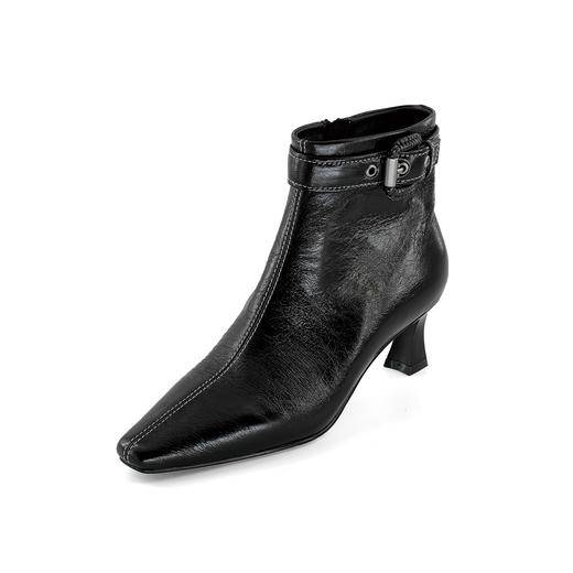 Westory2025年冬季小方头中跟微邹牛油皮复古老钱风短靴W25DS85391 商品图7