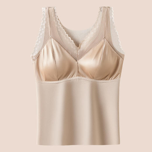 德绒保暖背心 女秋冬季内搭加厚加绒带胸垫一体式内衣无痕打底上衣 商品图7