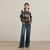 NEELLY纳俪商场同款冬季新款复古菱格圆领针织开衫女羊毛混纺毛衣N25104A04432 商品缩略图2