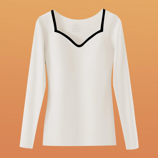 【速拍！到手2件美体衣！】秋冬打底保暖内衣 女高品质撞色女无痕带胸垫可外穿保暖长袖 美肤衣 商品图8