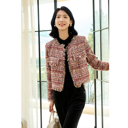 NEELLY纳俪商场同款冬季新款90白鹅绒羽绒服女保暖小香风短款外套N25104L04551 商品图1