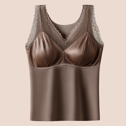 德绒保暖背心 女秋冬季内搭加厚加绒带胸垫一体式内衣无痕打底上衣 商品图8